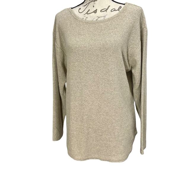 Vintage 1990s Green Brand Oatmeal Marled Knit Sweater XL - Picture 9 of 14